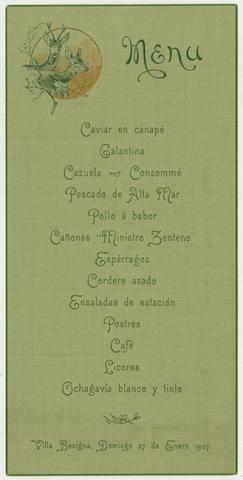 Primera imagen del registro Menú ofrecido en Villa Benigna