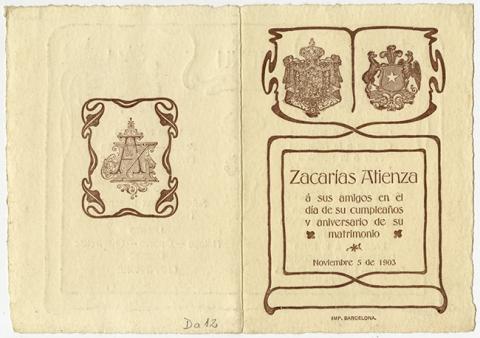 Primera imagen del registro Menú celebración de Zacarías Atienza