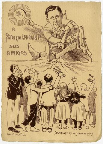 Primera imagen del registro Menú de comida ofrecida a Patricio Larraín P. por parte de sus amigos
