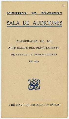 Primera imagen del registro Inauguración de las actividades del Departamento de Cultura y Publicaciones