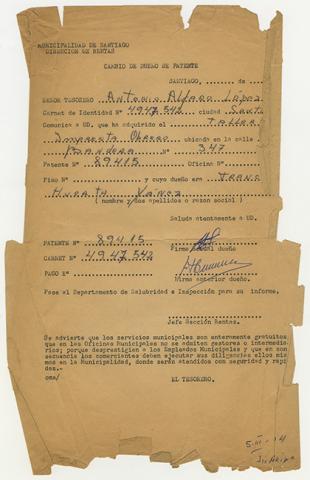 Primera imagen del registro Cambio de dueño de patente