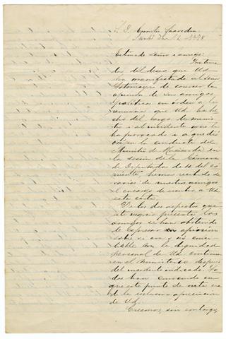 Primera imagen del registro Carta dirigida a Cornelio Saavedra de parte de sus amigos