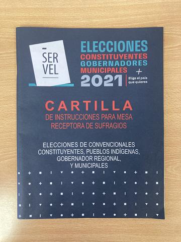 Primera imagen del registro Cartilla de instrucciones para mesa receptora de sufragios. Elecciones Constituyentes, Gobernadores y Municipales 2021.