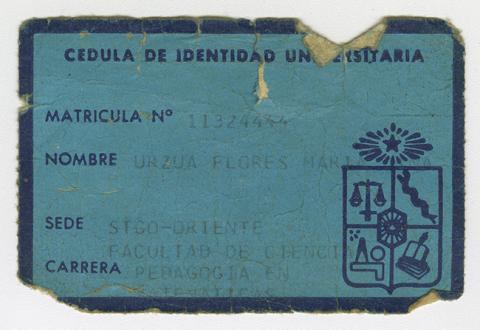 Primera imagen del registro Cédula de Identidad Universitaria de María Urzua Flores.