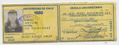 Primera imagen del registro Cédula Universitaria de María Urzua Flores. 1er. semestre 1980