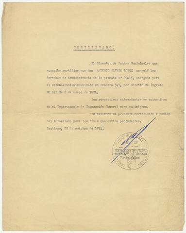 Primera imagen del registro Certificado de transferencia de derechos