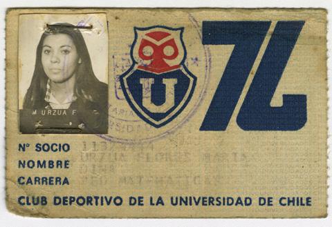 Primera imagen del registro Carnet socio de Club Deportivo Universidad de Chile. Maria Urzúa 1976