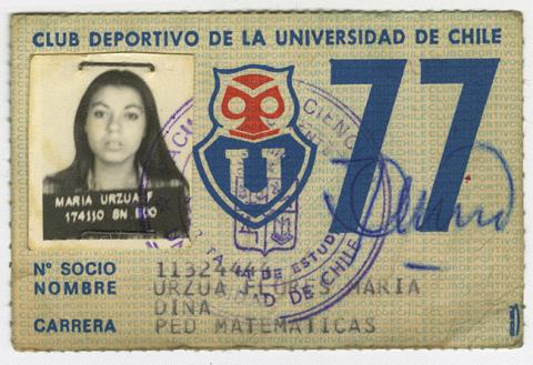 Primera imagen del registro Carnet socio de Club Deportivo Universidad de Chile. Maria Urzúa 1977