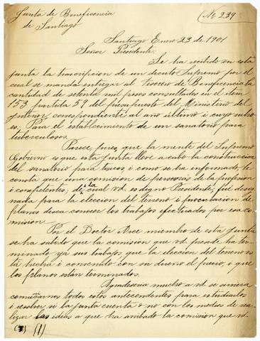 Primera imagen del registro Carta de Blas Vial al Presidente de la Junta de Beneficencia de Santiago