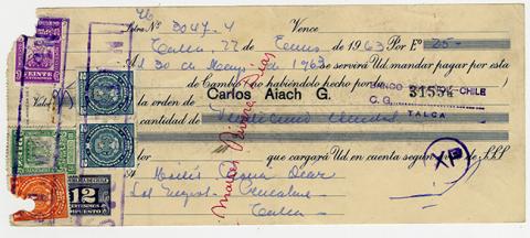 Primera imagen del registro Comprobante de pago n°3047-4 Banco Español-Chile. Moisés Rivera Díaz.