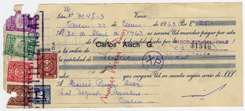 Primera imagen del registro Comprobante de pago n°3047-3 Banco Español-Chile. Moisés Rivera Díaz.