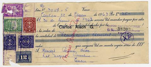 Primera imagen del registro Comprobante de pago n°3047-5 Banco Español-Chile. Moisés Rivera Díaz