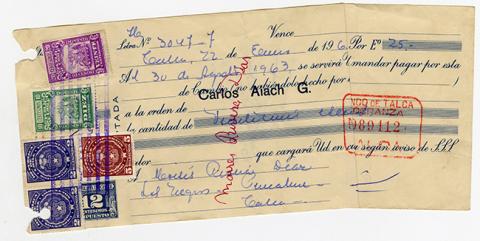 Primera imagen del registro Comprobante de pago n°3047-7 Banco de Talca. Moisés Rivera Díaz