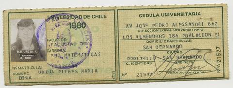 Primera imagen del registro Cédula Universitaria de María Urzua Flores. 2do. semestre 1980