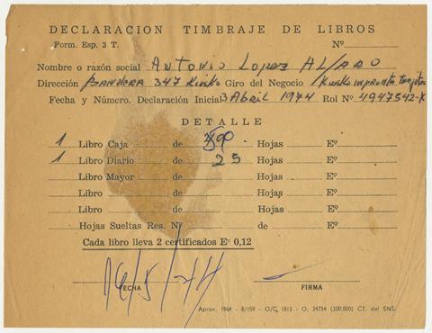 Primera imagen del registro Declaración de timbraje de libros