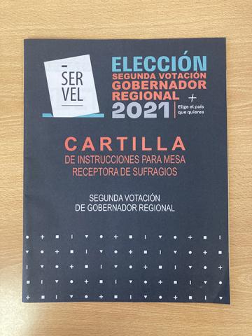 Primera imagen del registro Cartilla de instrucciones para mesa receptora de sufragios. Segunda votación Gobernador Regional 2021.