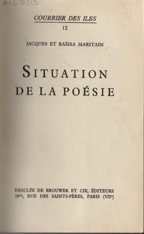 Primera imagen del registro Situation de la Poésie