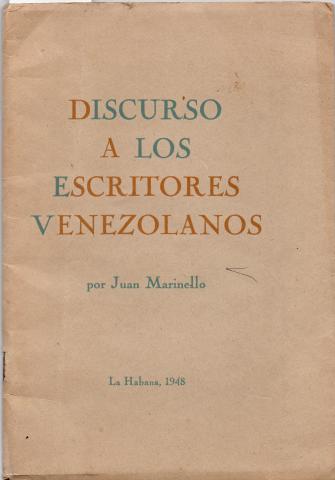 Primera imagen del registro Discurso a los escritores Venezolanos