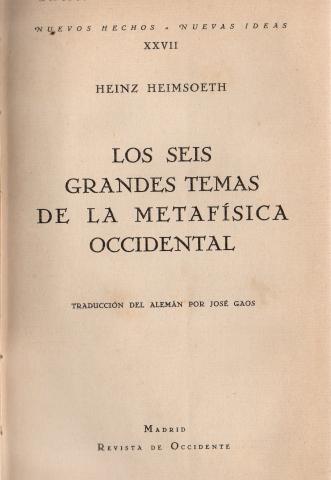 Primera imagen del registro Los siete grandes temas de la metafísica Occidental