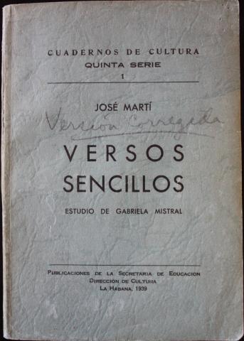 Primera imagen del registro Versos Sencillos, Estudios de Gabriela Mistral