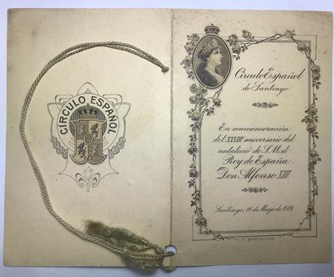 Primera imagen del registro Tarjeta de Baile ofrecido en natalicio de S.M. el Rey de España Don Alfonso XIII