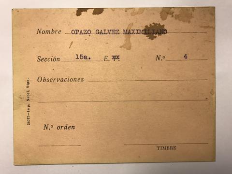Primera imagen del registro Tarjeta para realizar pedidos, Maximiliano Opazo Galvez