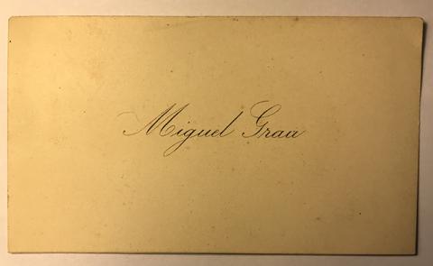 Primera imagen del registro Tarjeta de visita de Miguel Grau