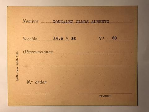 Primera imagen del registro Tarjeta para realizar pedidos, Alberto Gonzalez Olmos