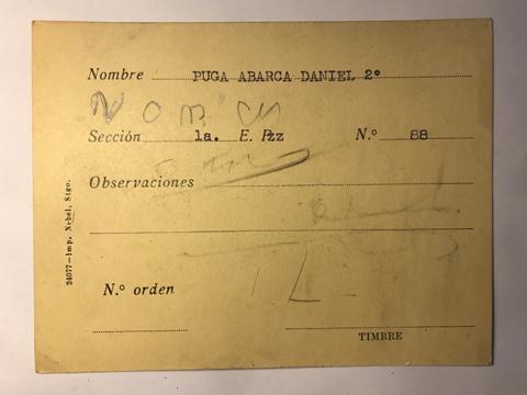 Primera imagen del registro Tarjeta para realizar pedidos, Daniel Segundo Puga Abarca