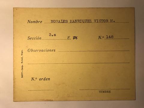 Primera imagen del registro Tarjeta para realizar pedidos, Victor M. Morales Manriquez