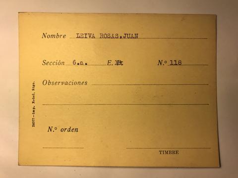 Primera imagen del registro Tarjeta para realizar pedidos, Juan Leiva Rosas