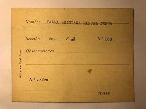 Primera imagen del registro Tarjeta para realizar pedidos, Manuel Jesús Palma Quintana