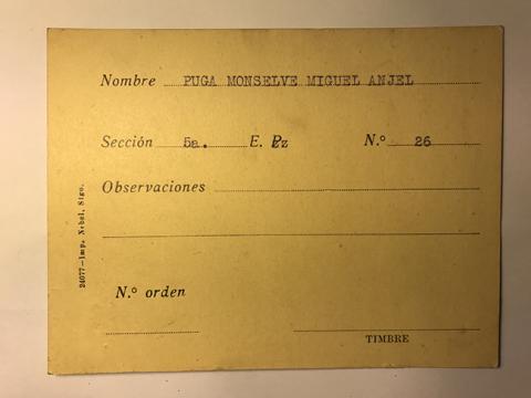 Primera imagen del registro Tarjeta para realizar pedidos, Miguel Anjel Puga Monselve