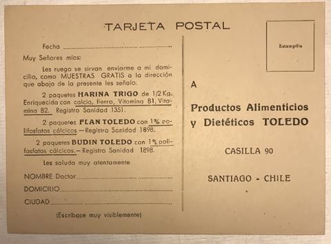 Primera imagen del registro Tarjeta postal con promoción de envio gratuito de Productos Alimenticios y Dietéticos Toledo