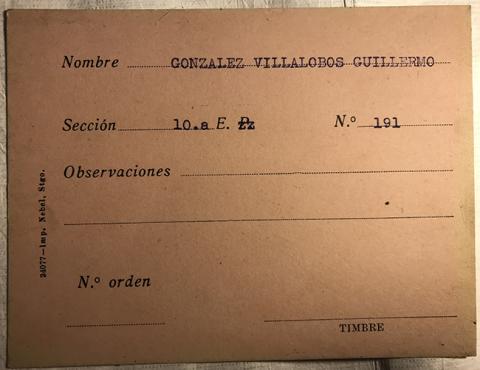 Primera imagen del registro Tarjeta para realizar pedidos, Guillermo González Villalobos