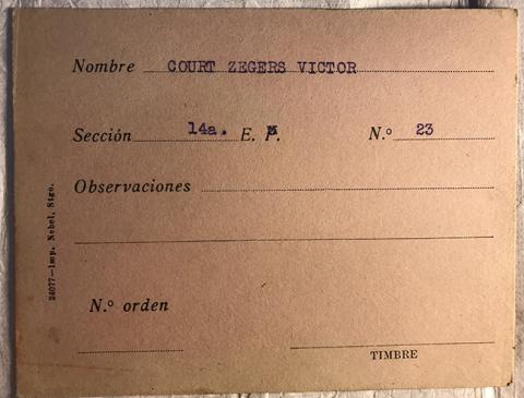 Primera imagen del registro Tarjeta para realizar pedidos, Víctor Court Zegers