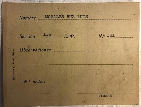 Primera imagen del registro Tarjeta para realizar pedidos, Luis Morales Ruz