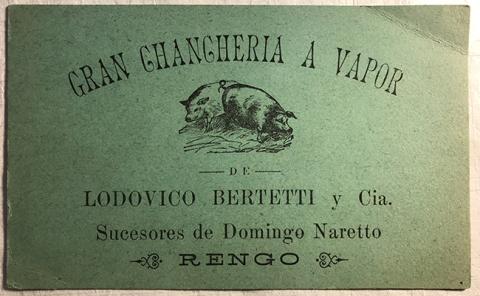 Primera imagen del registro Gran chanchería a vapor de Lodovico Bertetti y Cía.