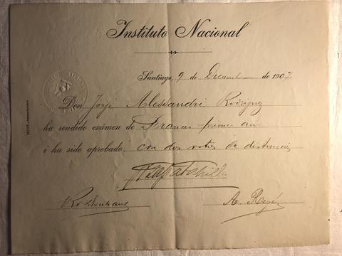 Primera imagen del registro Rendición de examen de Francés de Jorge Alessandri Rodríguez