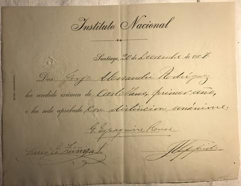 Primera imagen del registro Rendición de examen de Castellano 1er año de Jorge Alessandri Rodríguez