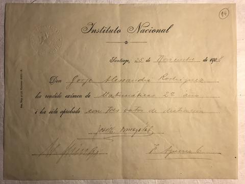 Primera imagen del registro Rendición de examen de Matemáticas 2do año de Jorge Alessandri Rodríguez