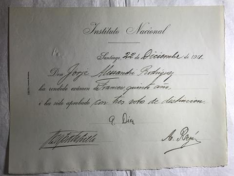 Primera imagen del registro Diploma Rendición de examen de Francés, 5to año de Jorge Alessandri Rodríguez