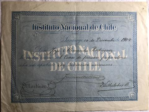 Primera imagen del registro Diploma Primera preparatoria de Jorge Alessandri Rodríguez