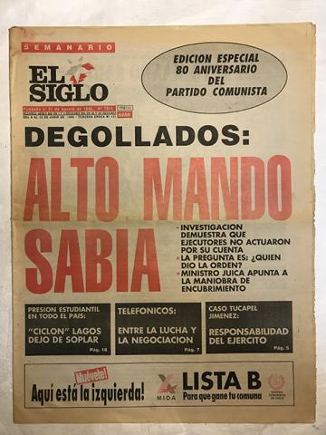 Primera imagen del registro Diario El Siglo del 6 al 12 de junio de 1992