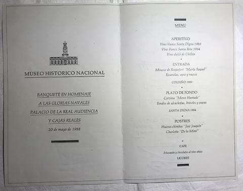 Primera imagen del registro Banquete en homenaje a las glorias navales. Palacio de la Real Audiencia y cajas reales. En Museo Histórico Nacional