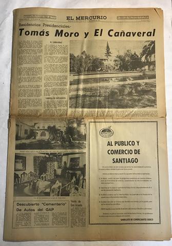 Primera imagen del registro Periódico "El Mercurio" 2do y 3er cuerpo 16 de septiembre 1973