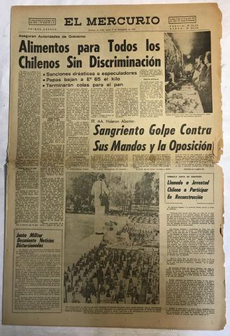 Primera imagen del registro Periódico "El Mercurio" 1er cuerpo 17 septiembre 1973