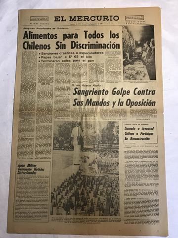 Primera imagen del registro Periódico "El Mercurio" 1er cuerpo 17 septiembre 1973