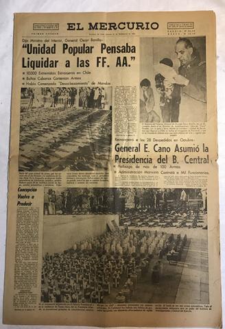 Primera imagen del registro Periódico "El Mercurio" 1er cuerpo 15 septiembre 1973