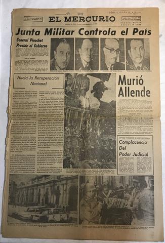Primera imagen del registro Periódico "El Mercurio" 1er cuerpo 13 septiembre 1973